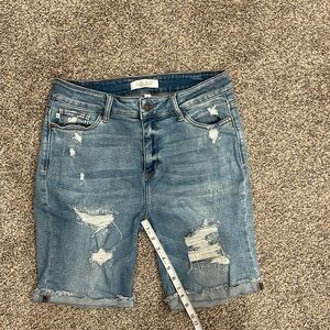 Judy Blue Ripped Denim Shorts - Light Blue